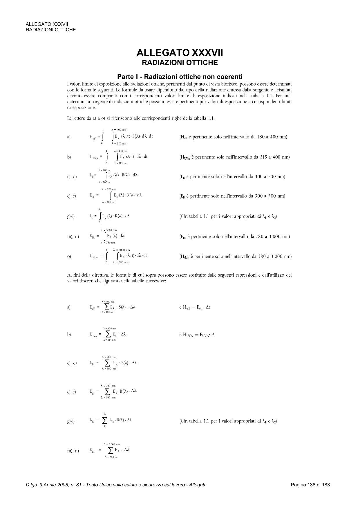 Allegato XXXVII, pagina 1 di 14 — immagine del testo ufficiale